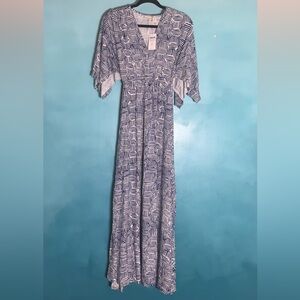 Chico's Geometric Blue and White Maxi Dress